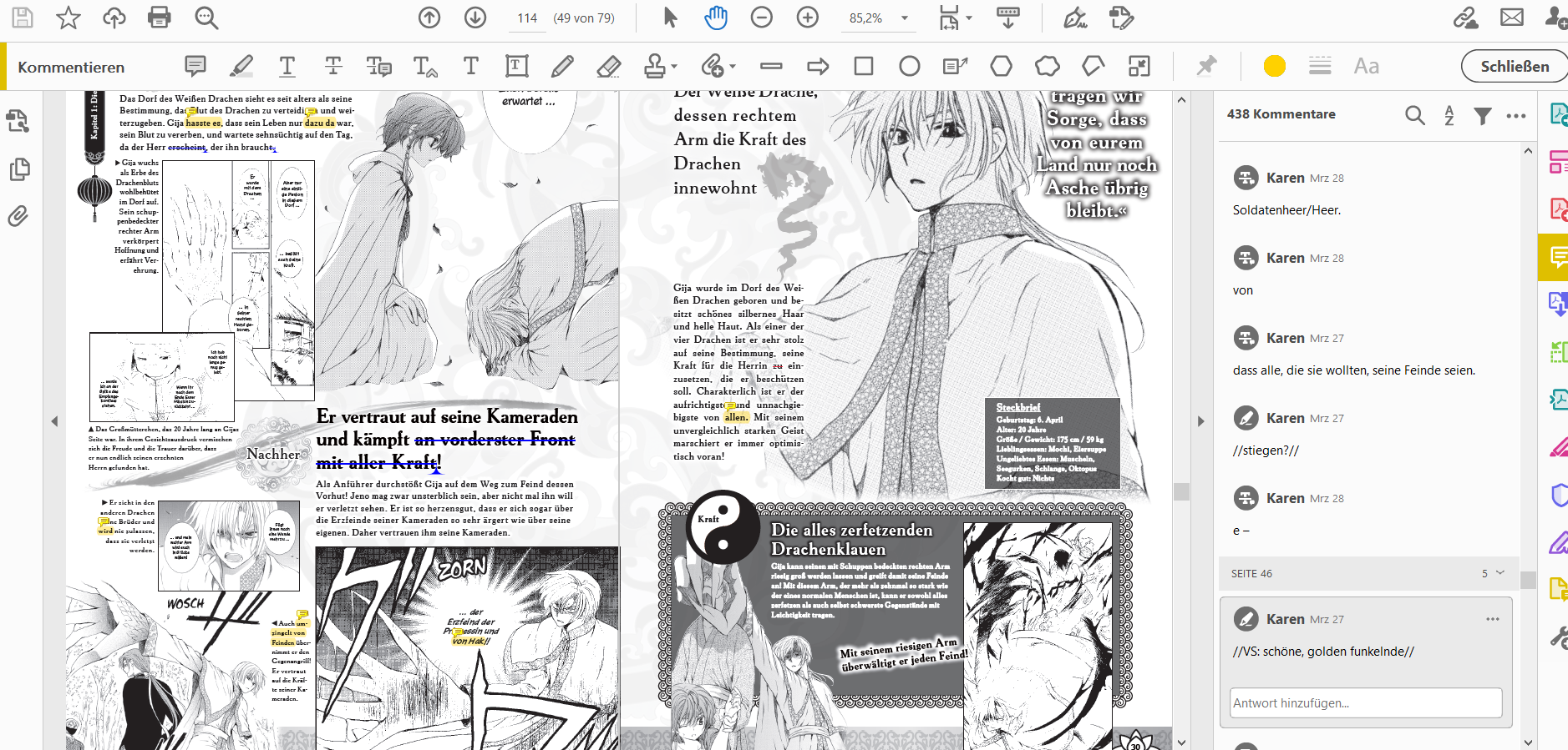 Korrektorat / Lektorat eines Mangas in PDF